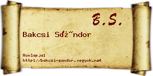 Bakcsi Sándor névjegykártya